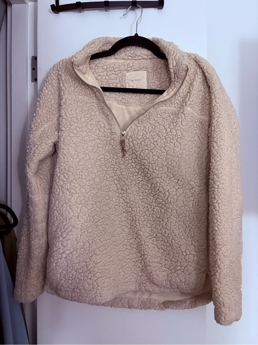 Elodie Cream Sherpa Quarter-Zip Pullover Jacket